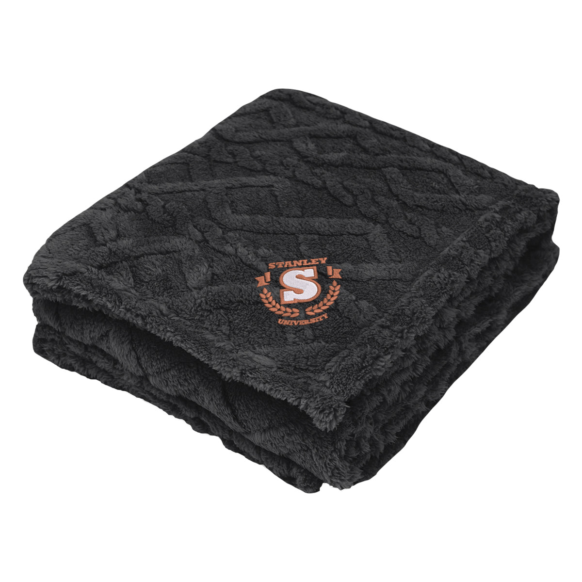 Alpine Sherpa Blanket in Recycled PET - Black - Embroidery