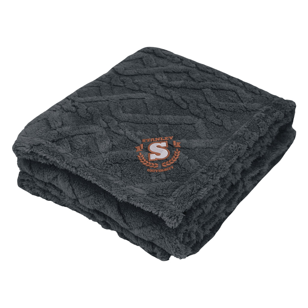 Alpine Sherpa Blanket in Recycled PET - Charcoal - Embroidery