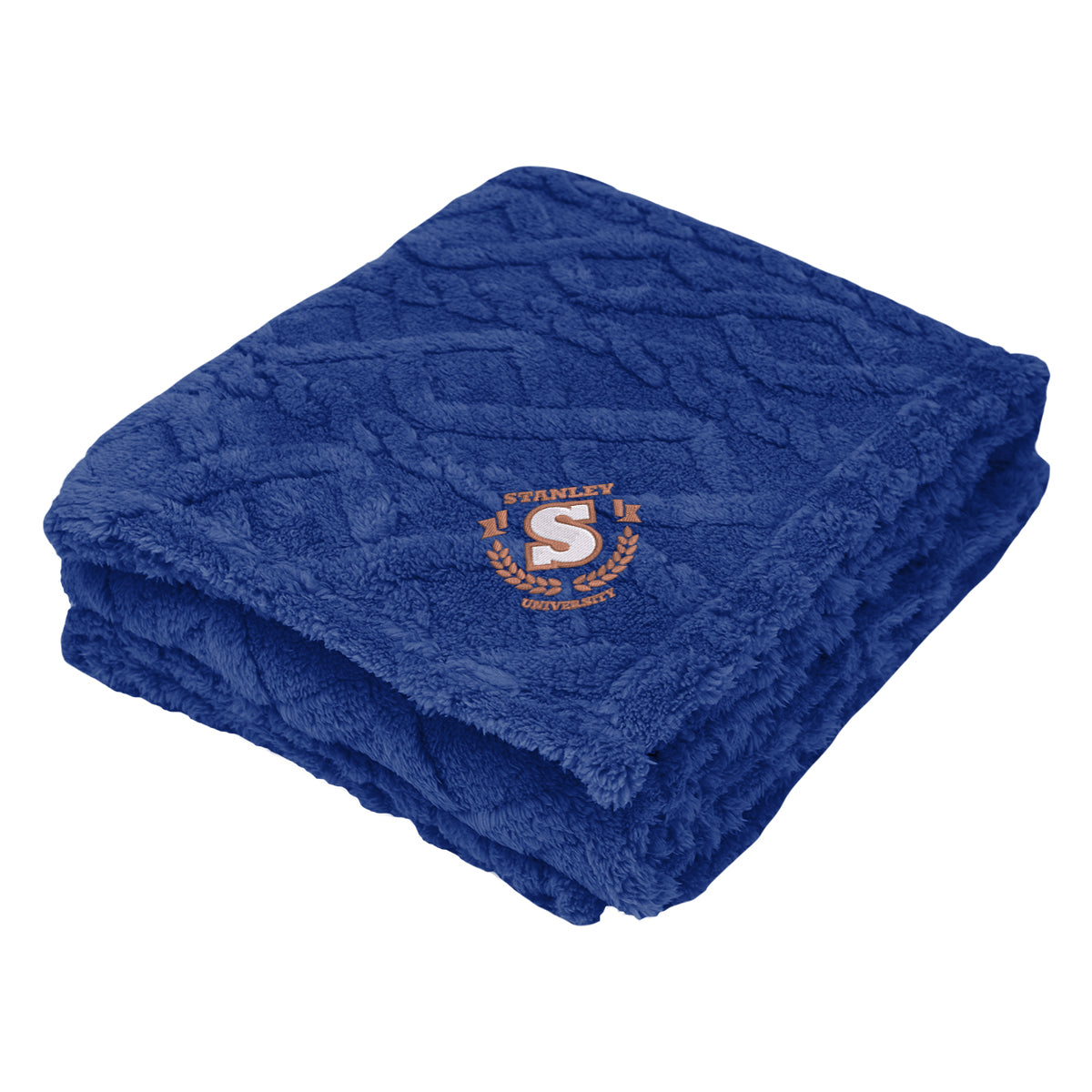 Alpine Sherpa Blanket in Recycled PET - Dark Blue - Embroidery