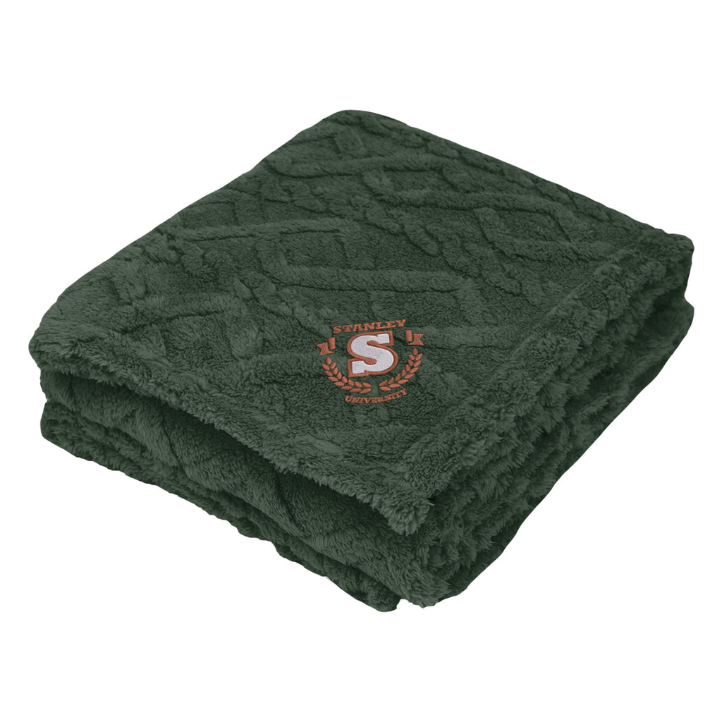 Alpine Sherpa Blanket in Recycled PET - Forest Green - Embroidery