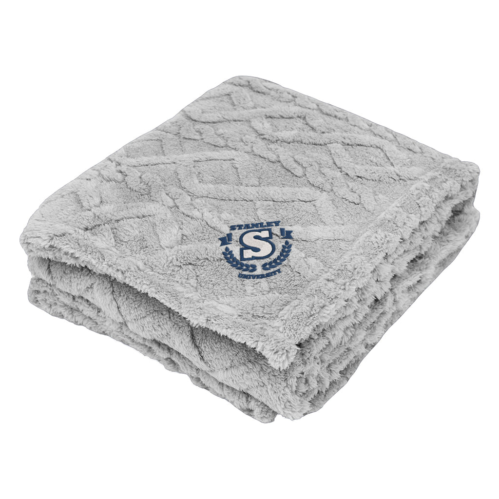 Alpine Sherpa Blanket in Recycled PET - Gray - Embroidery