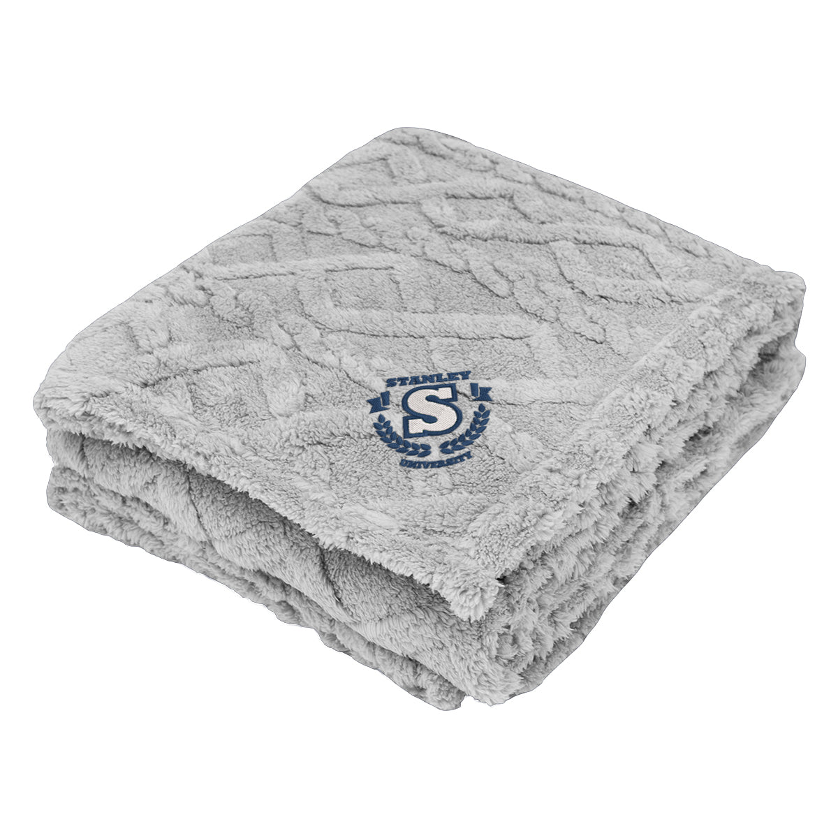 Alpine Sherpa Blanket in Recycled PET - Gray - Embroidery