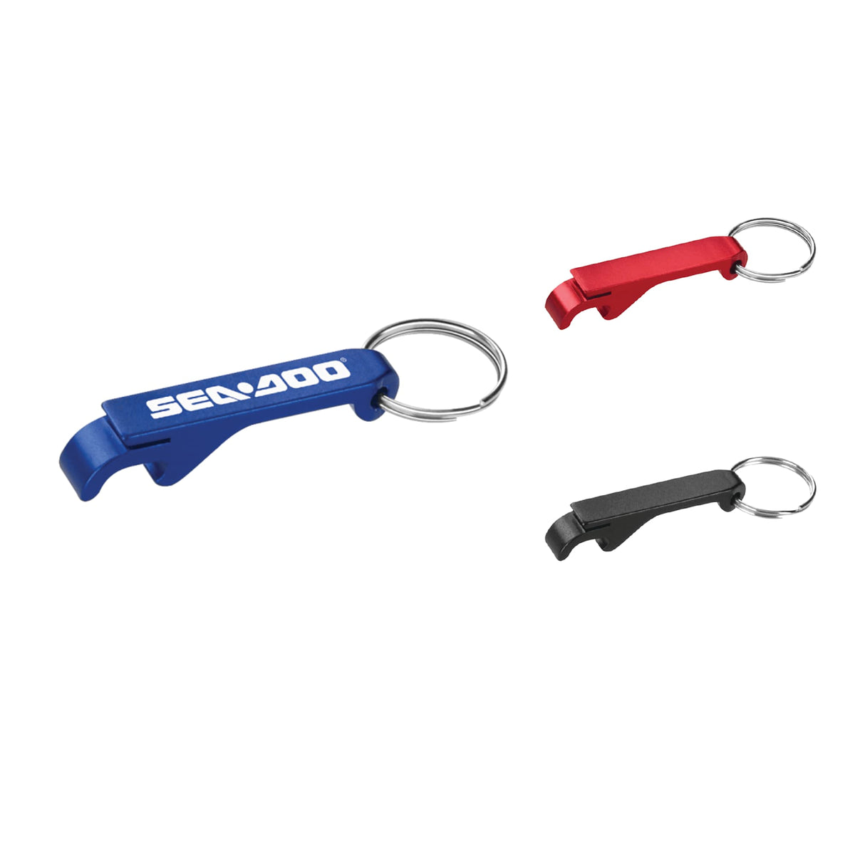Aluminum Bottle and Can Opener Keychain Laser Engraving - Blue - Front Group