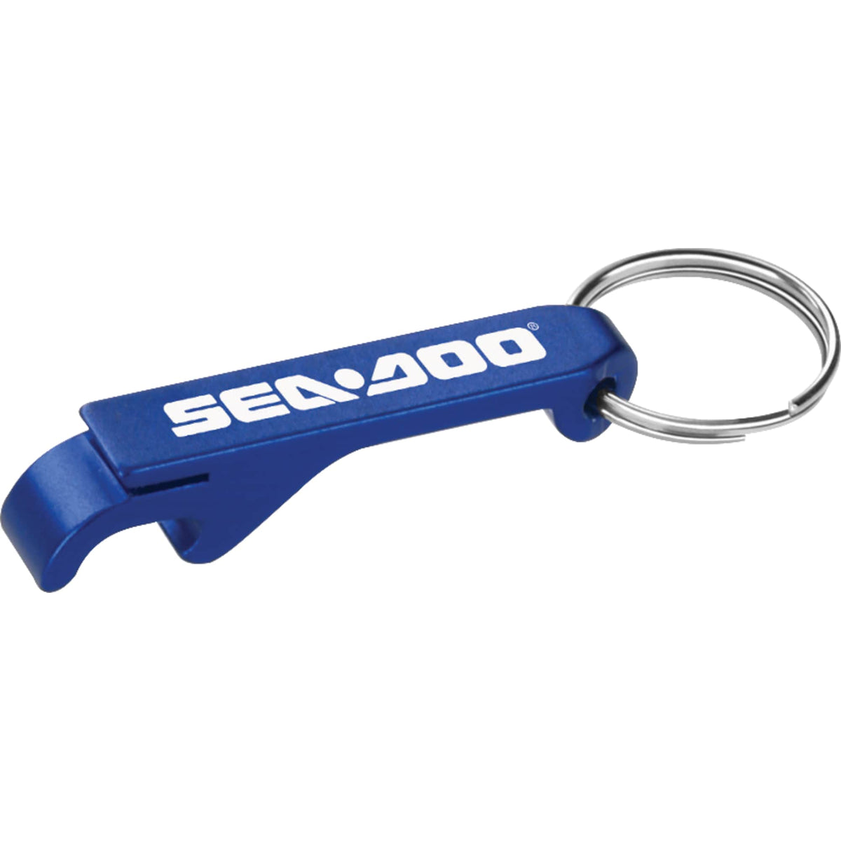 Aluminum Bottle and Can Opener Keychain Laser Engraving - Blue - Front