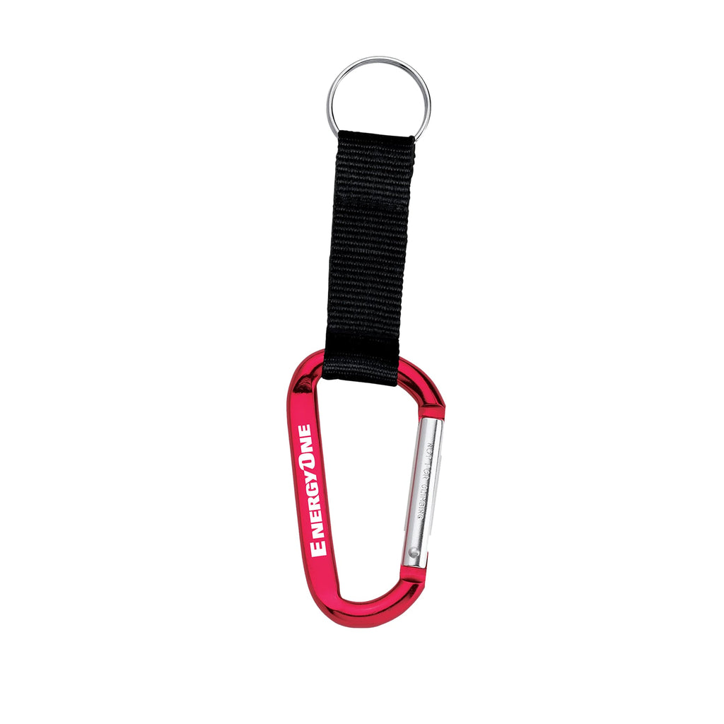 Aluminum Carabiner Key Ring with Woven Strap, Large - RED - Photo