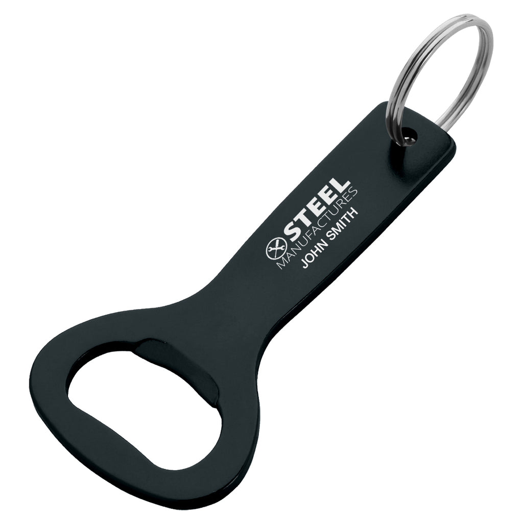 Aluminum Key Ring with Bottle Opener - Black - Laser Engraving