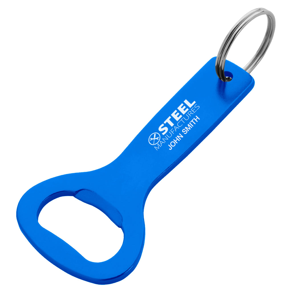 Aluminum Key Ring with Bottle Opener - Blue - Laser Engraving