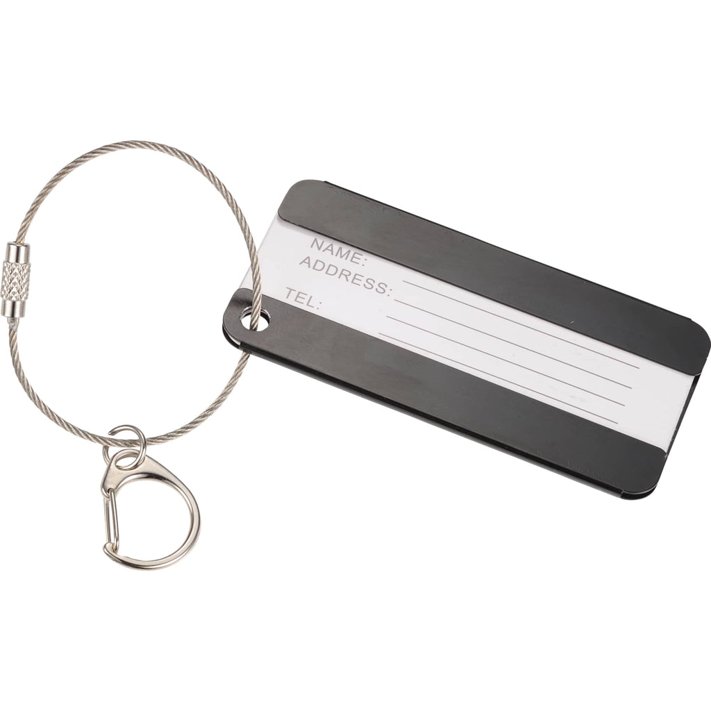 Aluminum Luggage Tag with Twist Wire Loop - Black - Photo