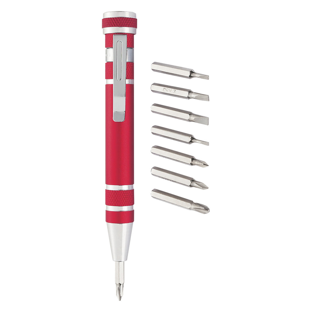 Aluminum Multi-Tool Kit, Eight-Way - Red - Open
