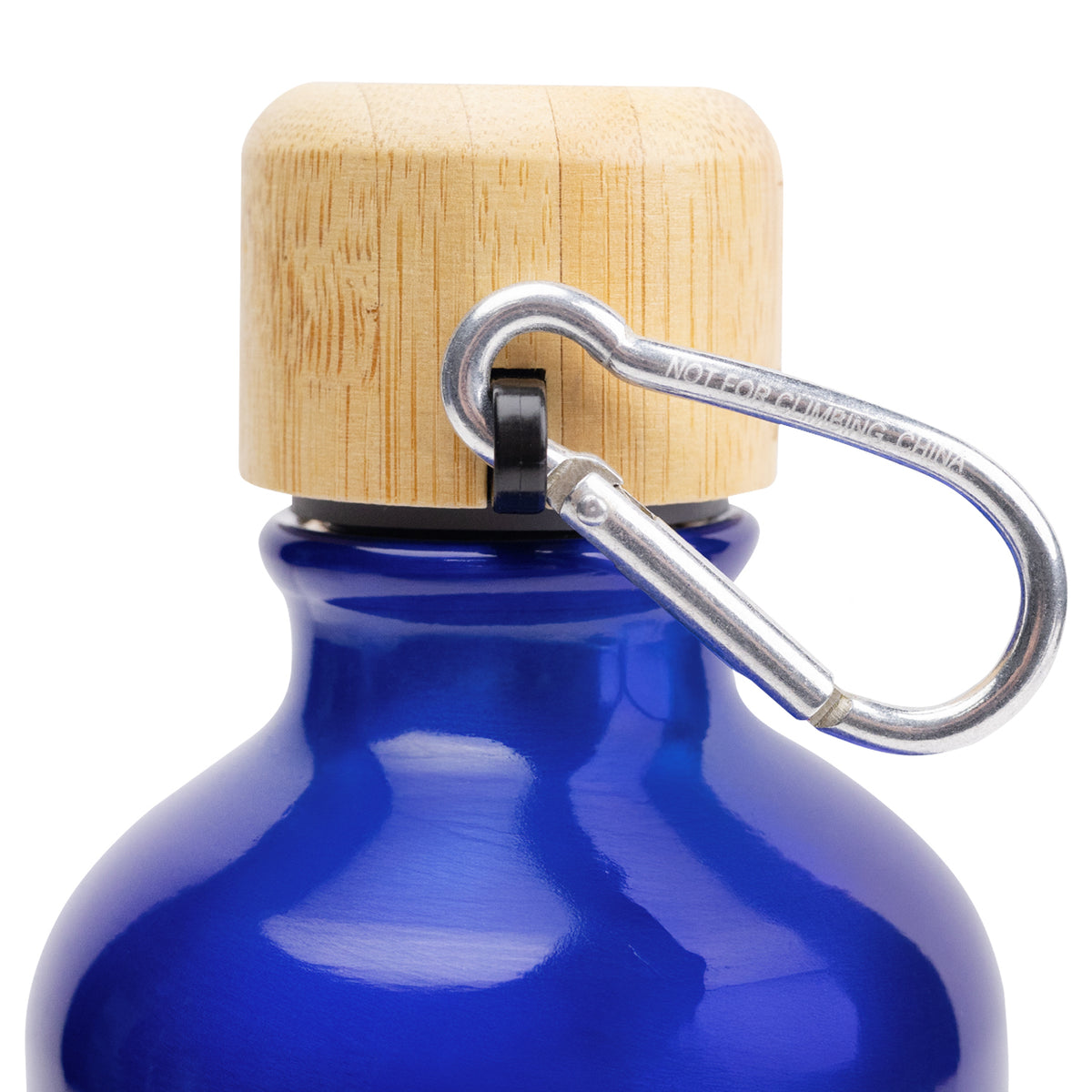Aluminum Tundra Bike Bottle with Bamboo Lid, 20 oz - Blue - Carabiner