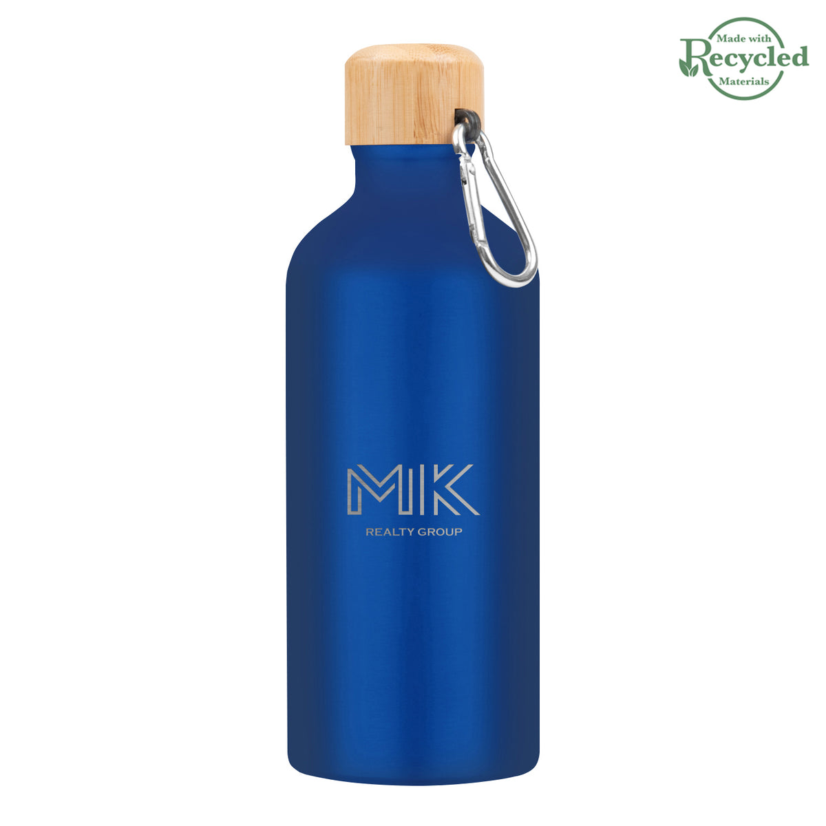 Aluminum Tundra Bike Bottle with Bamboo Lid, 20 oz - Blue - Laser Engraving
