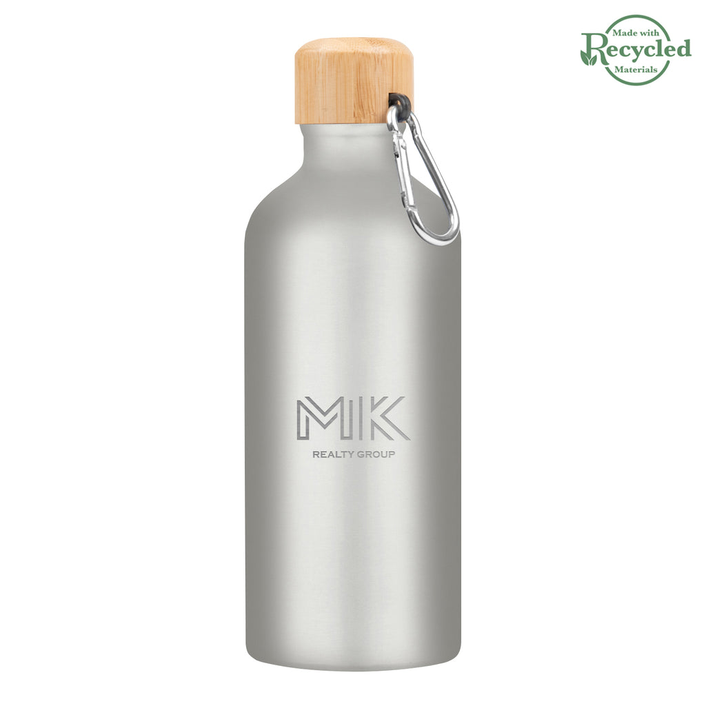 Aluminum Tundra Bike Bottle with Bamboo Lid, 20 oz - Silver - Laser Engraving
