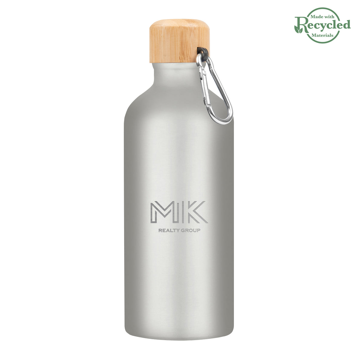 Aluminum Tundra Bike Bottle with Bamboo Lid, 20 oz - Silver - Laser Engraving