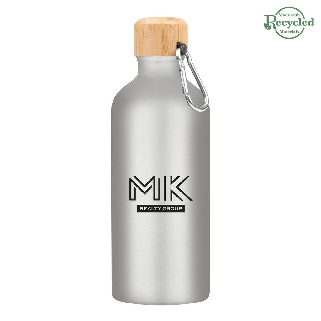 Aluminum Tundra Bike Bottle with Bamboo Lid, 20 oz - Silver - Silk Screen
