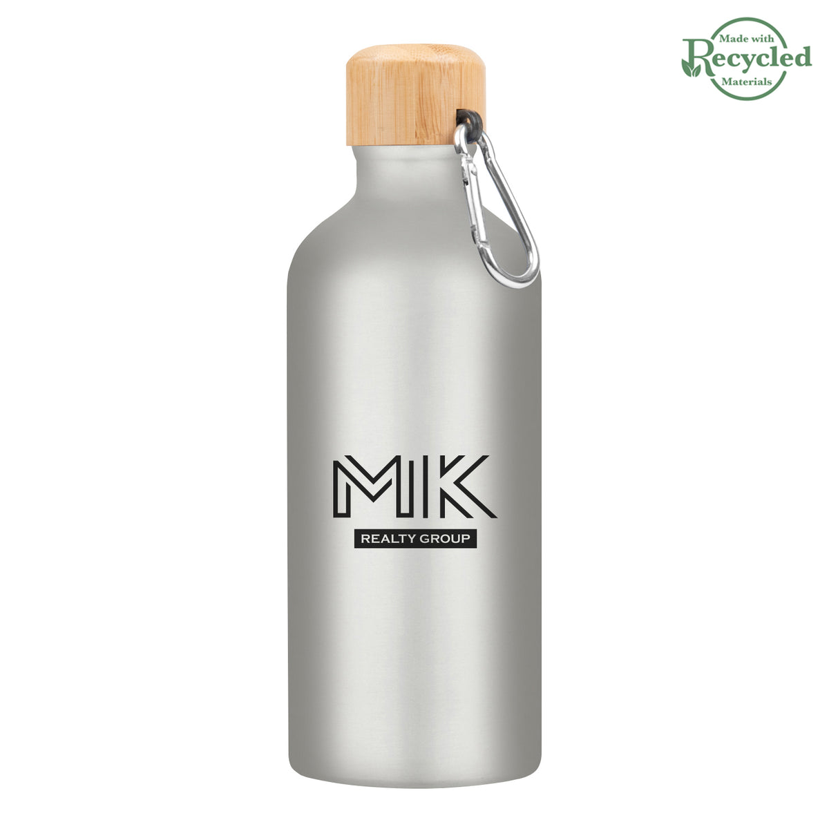 Aluminum Tundra Bike Bottle with Bamboo Lid, 20 oz - Silver - Silk Screen