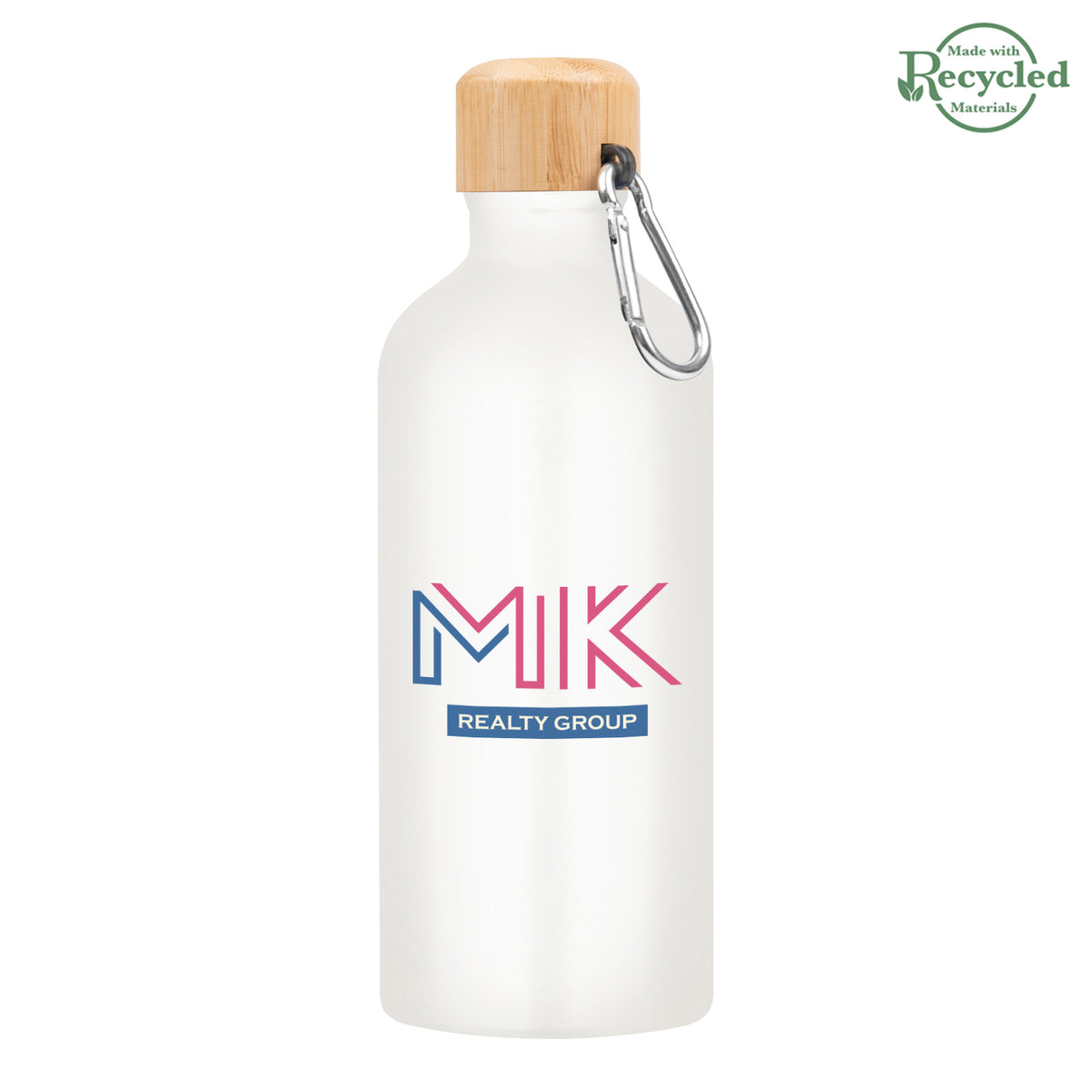 Aluminum Tundra Bike Bottle with Bamboo Lid, 20 oz - White - Colorbrite