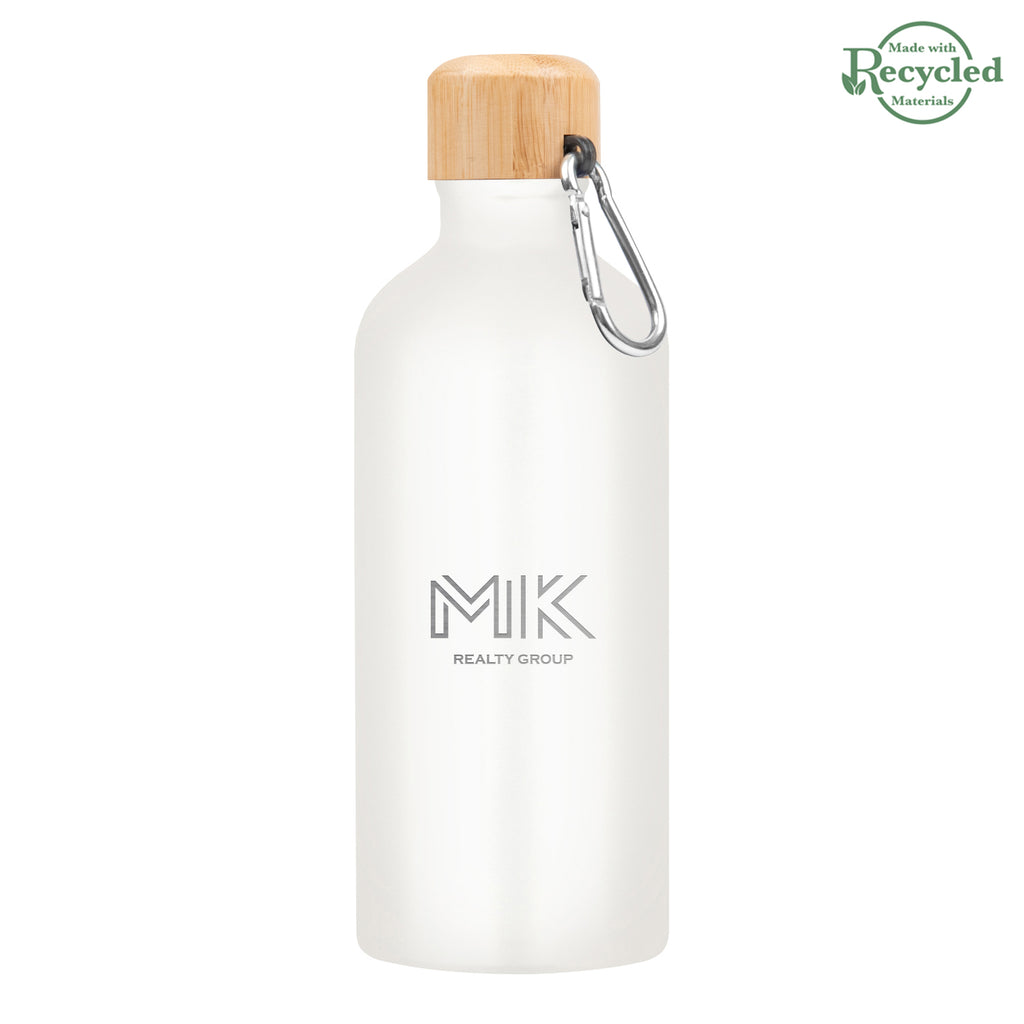 Aluminum Tundra Bike Bottle with Bamboo Lid, 20 oz - White - Laser Engraving