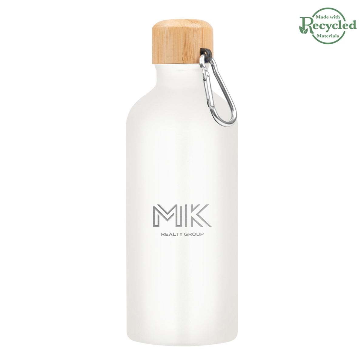 Aluminum Tundra Bike Bottle with Bamboo Lid, 20 oz - White - Laser Engraving