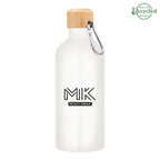 Aluminum Tundra Bike Bottle with Bamboo Lid, 20 oz - White - Silk Screen