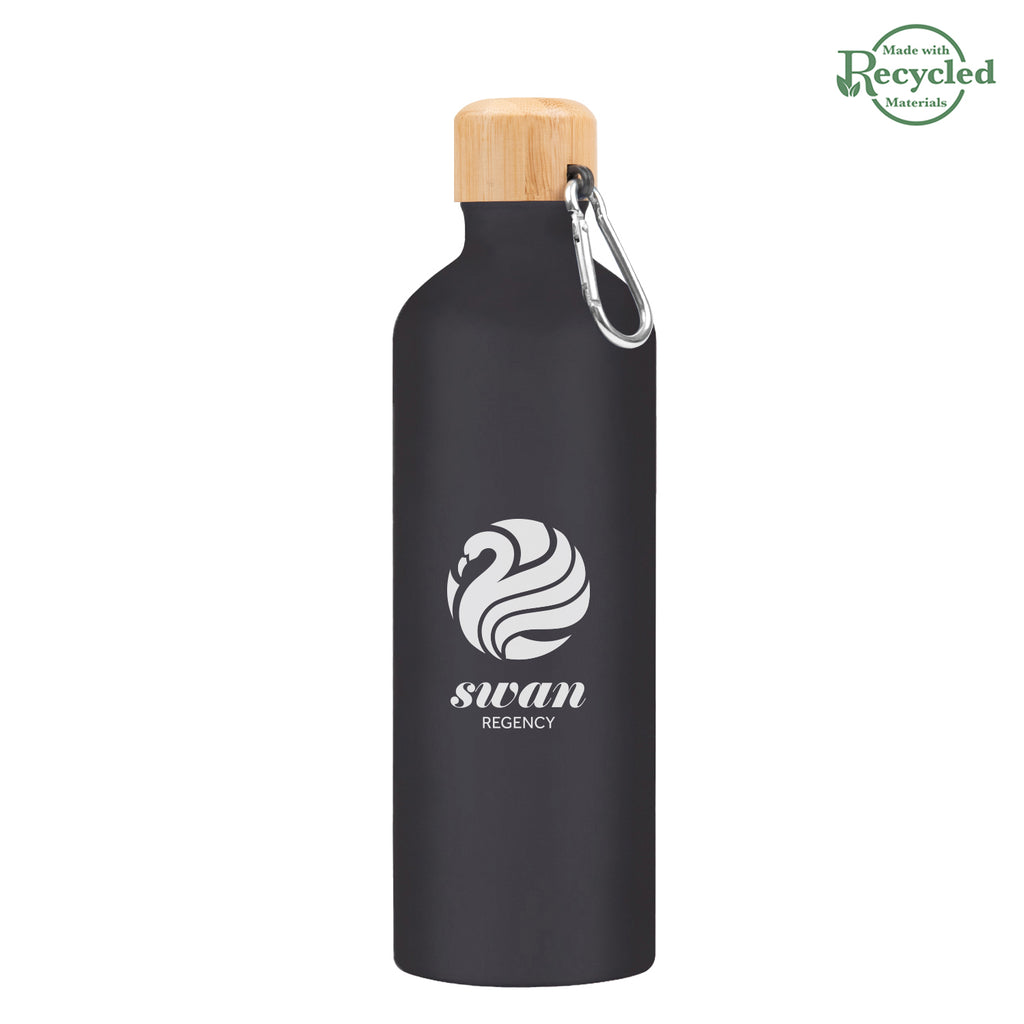 Aluminum Tundra Bike Bottle with Bamboo Lid, 25 oz - Black - Silk Screen