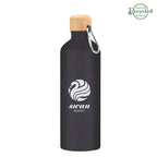 Aluminum Tundra Bike Bottle with Bamboo Lid, 25 oz - Black - Silk Screen