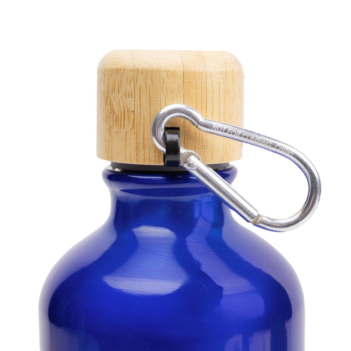 Aluminum Tundra Bike Bottle with Bamboo Lid, 25 oz - Blue - Carabiner
