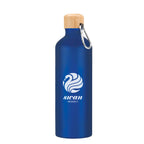 Aluminum Tundra Bike Bottle with Bamboo Lid, 25 oz - Blue - Silk Screen