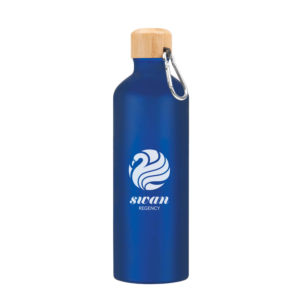 Aluminum Tundra Bike Bottle with Bamboo Lid, 25 oz - Blue - Silk Screen