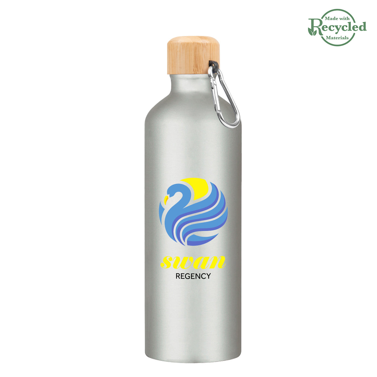 Aluminum Tundra Bike Bottle with Bamboo Lid, 25 oz - Silver - Colorbrite