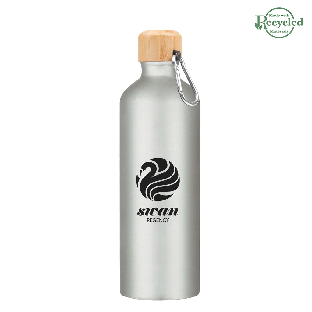 Aluminum Tundra Bike Bottle with Bamboo Lid, 25 oz - Silver - Silk Screen