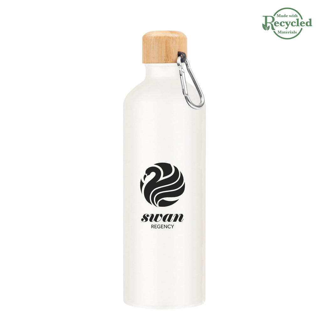 Aluminum Tundra Bike Bottle with Bamboo Lid, 25 oz - White - Silk Screen