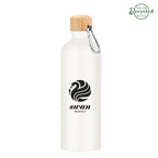 Aluminum Tundra Bike Bottle with Bamboo Lid, 25 oz - White - Silk Screen