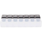 AM and PM Pill Case in Recycled Plastic, 14 Compartments - Black and Clear - Back