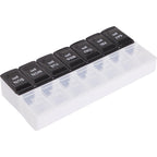 AM and PM Pill Case in Recycled Plastic, 14 Compartments - Black and Clear - Right Side 4