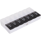 AM and PM Pill Case in Recycled Plastic, 14 Compartments - Black and Clear - Right Side