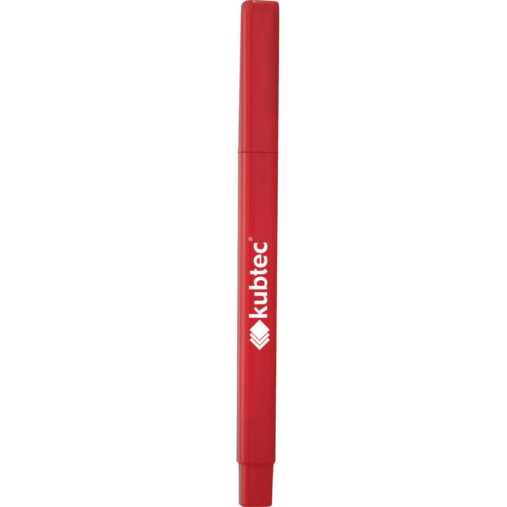 Ambassador Capped Ballpoint Pen with Square Barrel Full Color - Red - Front