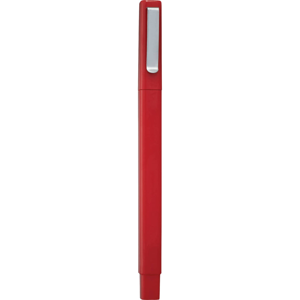 Ambassador Capped Ballpoint Pen with Square Barrel Full Color - Red - Photo