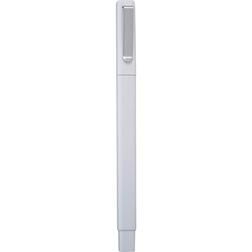 Ambassador Capped Ballpoint Pen with Square Barrel Full Color - White - Front 2