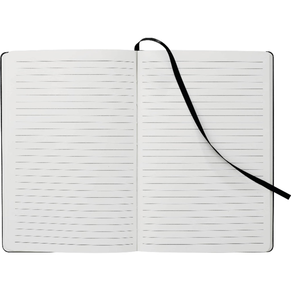 Ambassador Hardcover Journal with Accordion Pocket, 5.5 x 8.5 Inches Debossing - Black - Front 2