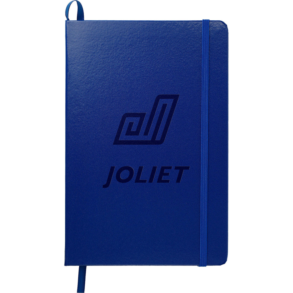 Ambassador Hardcover Journal with Accordion Pocket, 5.5 x 8.5 Inches Debossing - Blue - Front