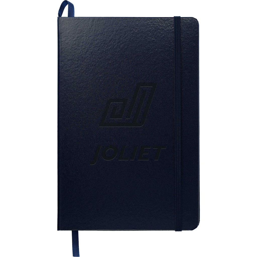 Ambassador Hardcover Journal with Accordion Pocket, 5.5 x 8.5 Inches Debossing - Navy - Front
