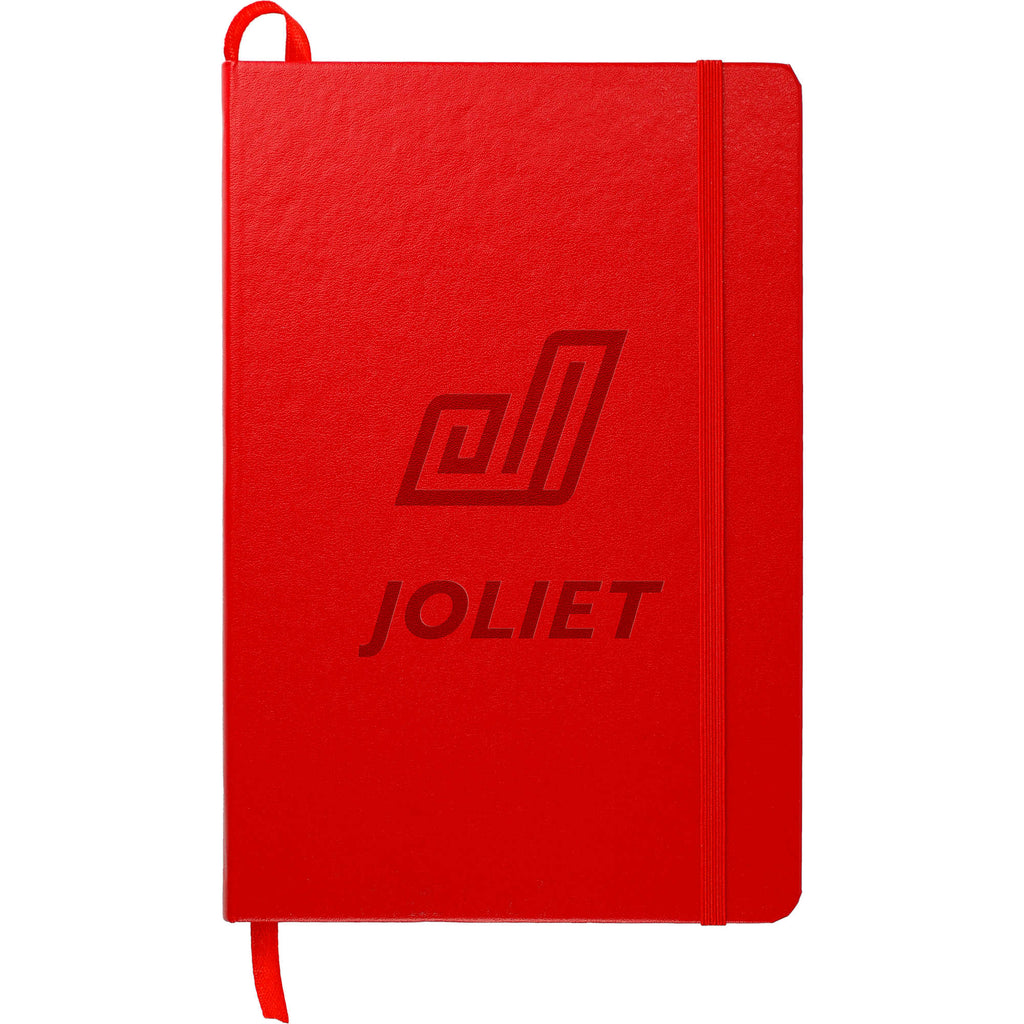 Ambassador Hardcover Journal with Accordion Pocket, 5.5 x 8.5 Inches Debossing - Red - Front
