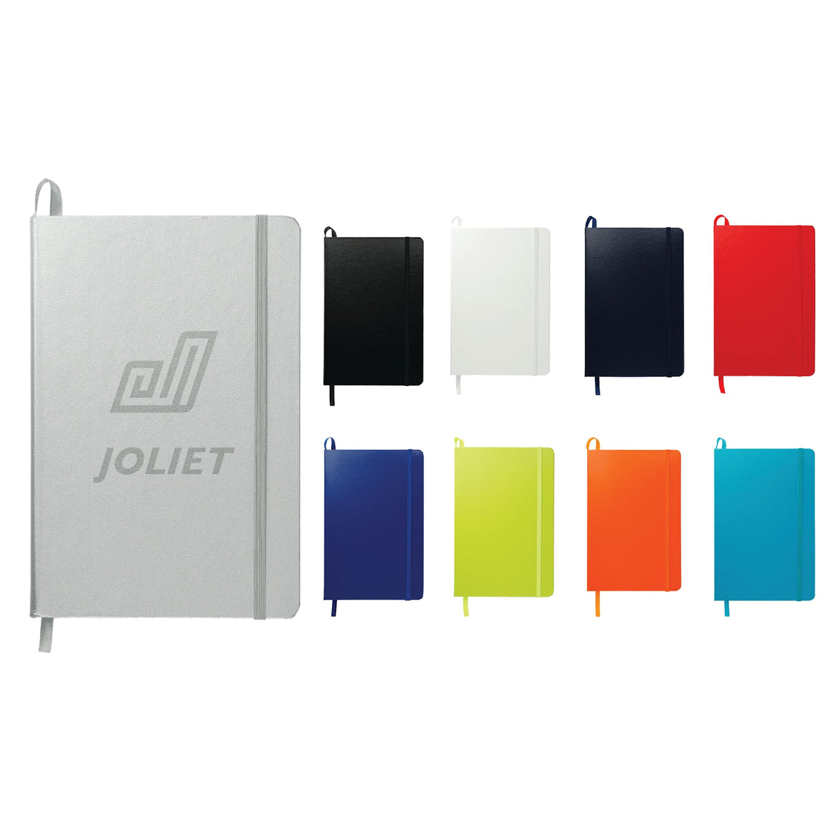 Ambassador Hardcover Journal with Accordion Pocket, 5.5 x 8.5 Inches Debossing - Silver - Front Group