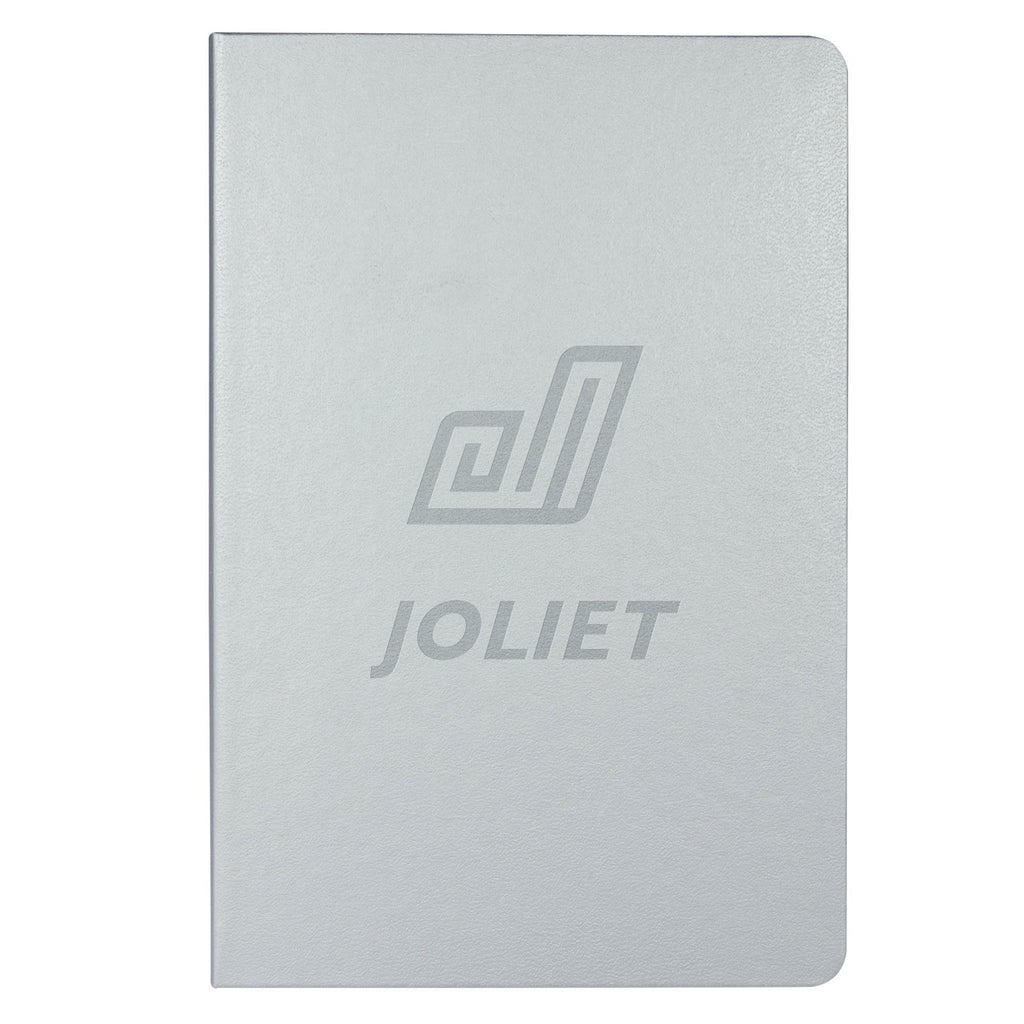 Ambassador Hardcover Journal with Accordion Pocket, 5.5 x 8.5 Inches Debossing - Silver - Front