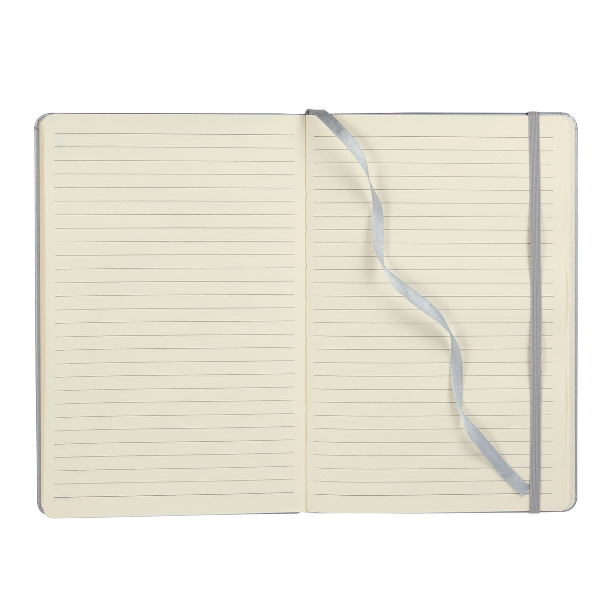 Ambassador Hardcover Journal with Accordion Pocket, 5.5 x 8.5 Inches Debossing - Silver - Open