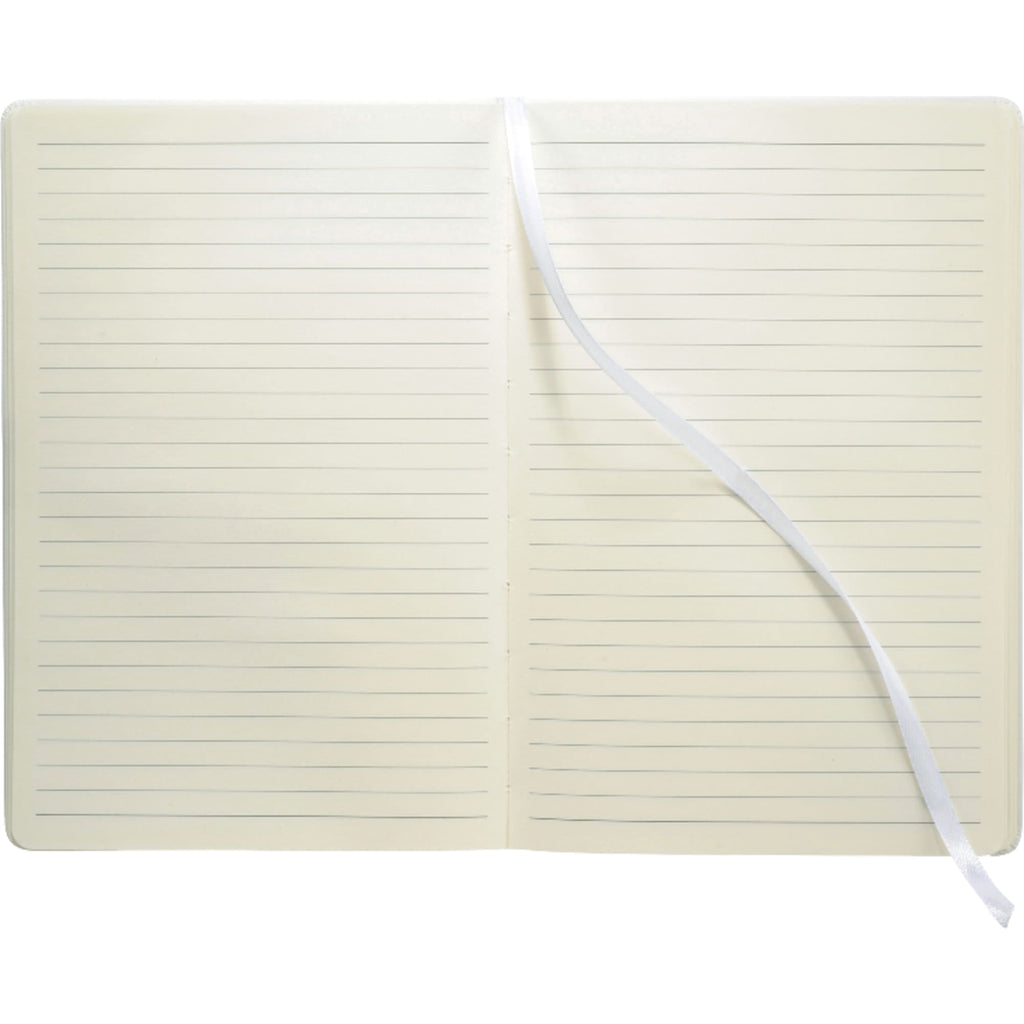 Ambassador Hardcover Journal with Accordion Pocket, 5.5 x 8.5 Inches Debossing - White - Front 2