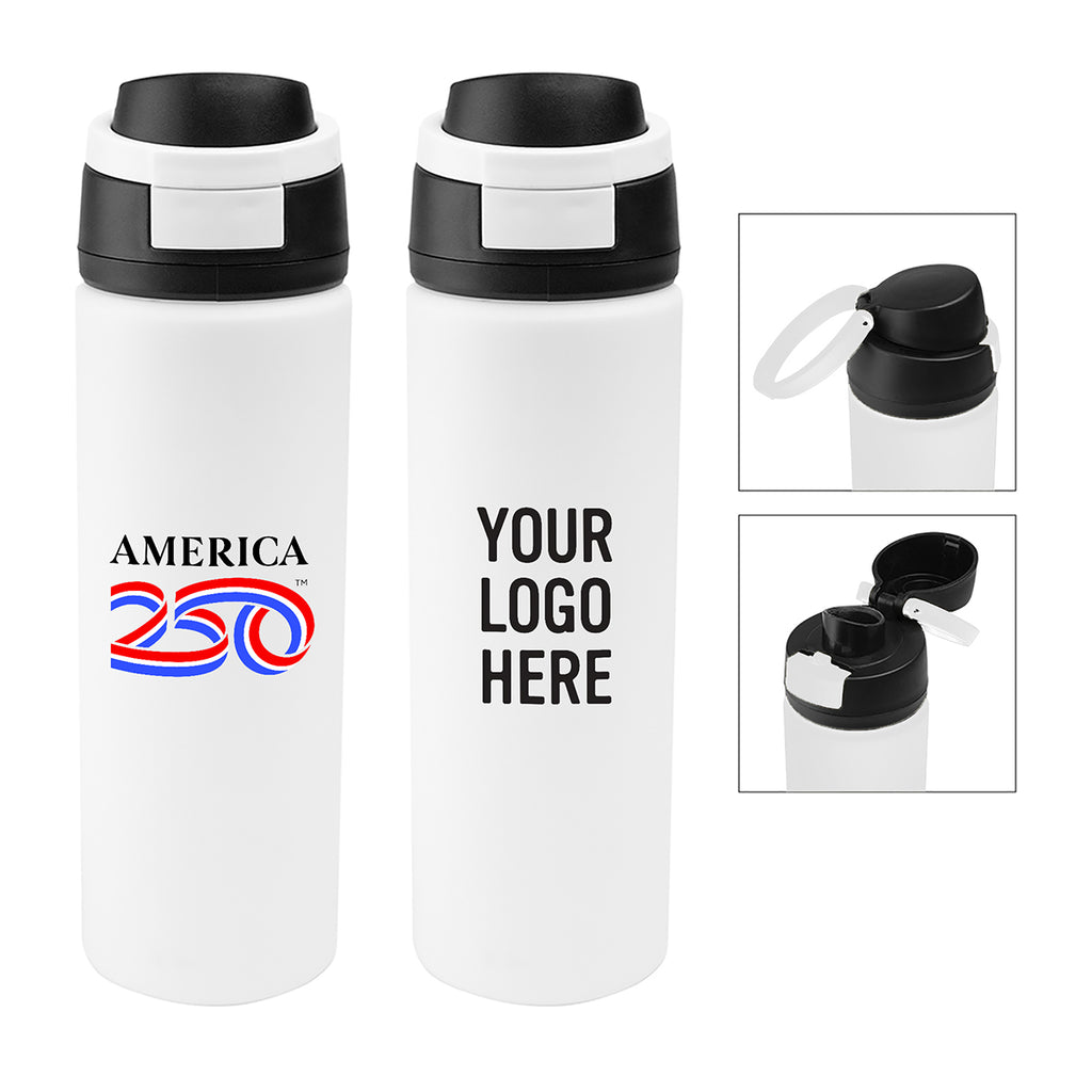 America250 Pop Sip Recycled Stainless Steel Bottle, 24 oz - White