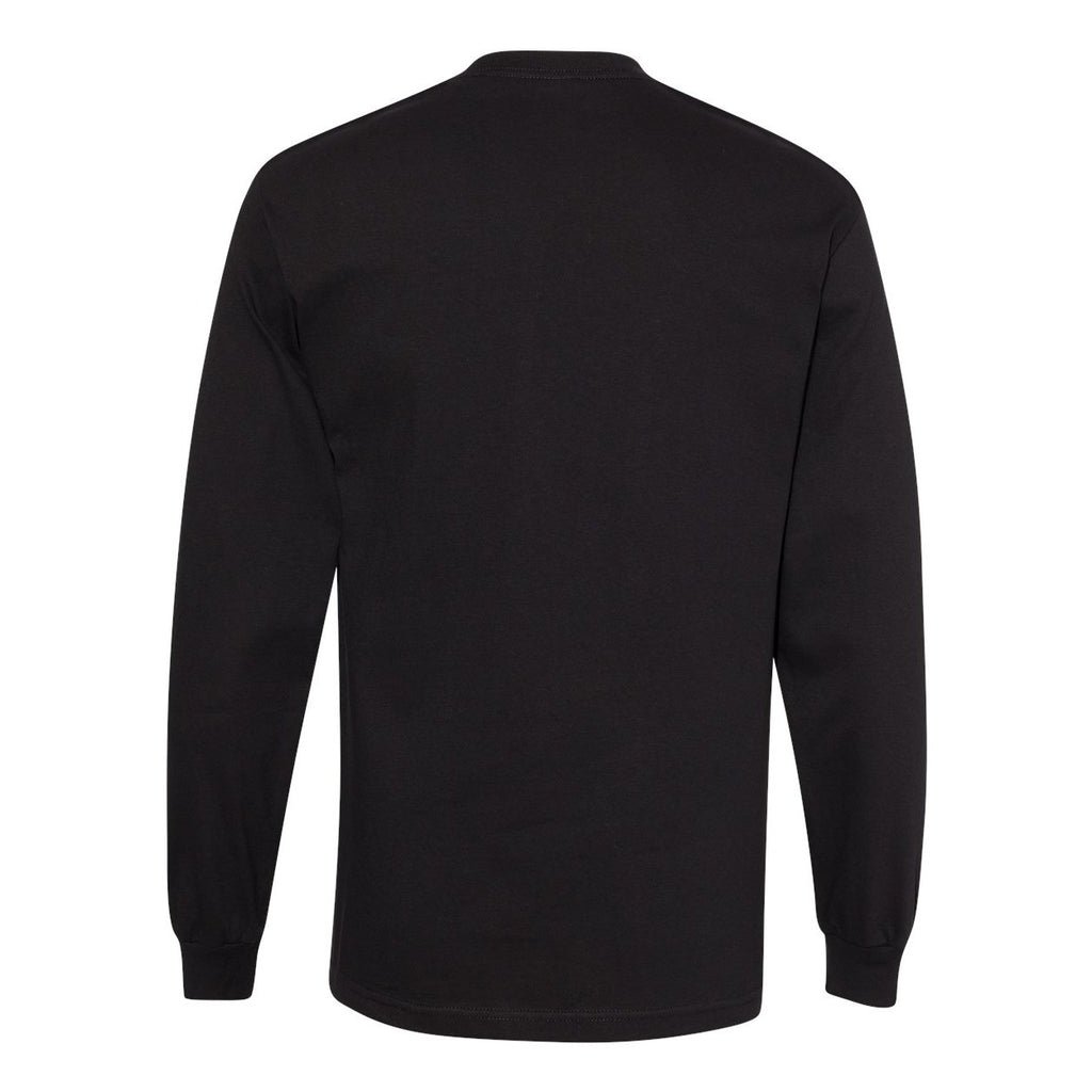 American Apparel Unisex Heavyweight Cotton Long Sleeve Tee - Black - Back