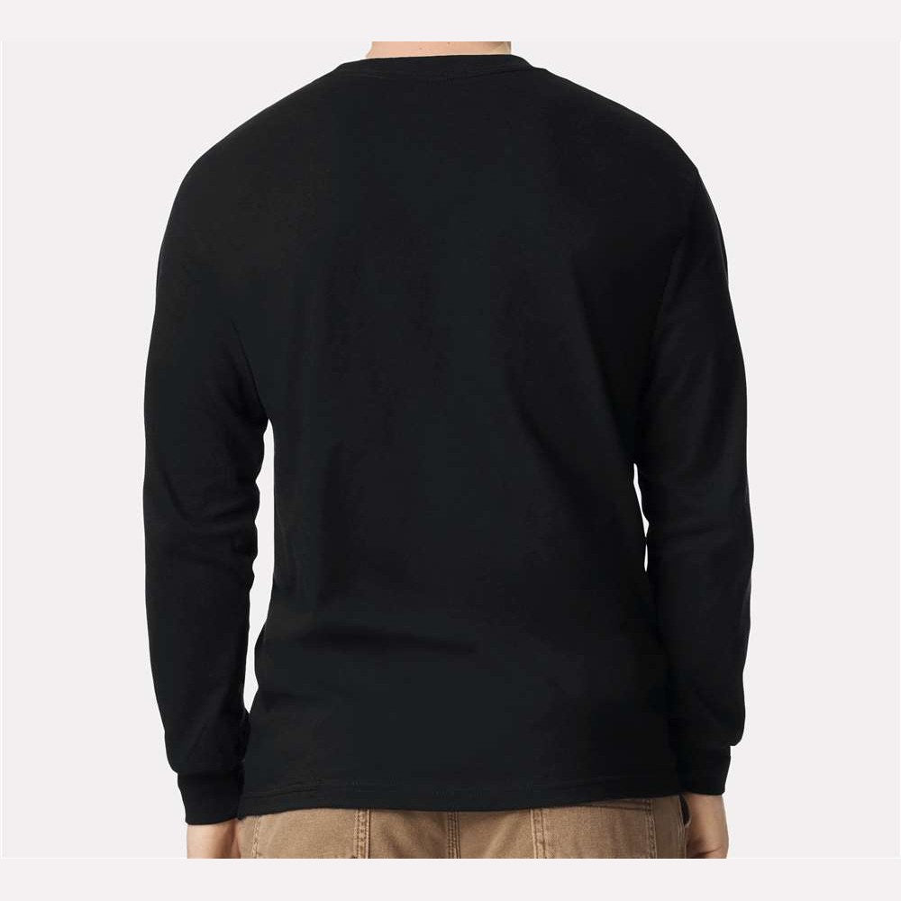 American Apparel Unisex Heavyweight Cotton Long Sleeve Tee - Black - On Model Back