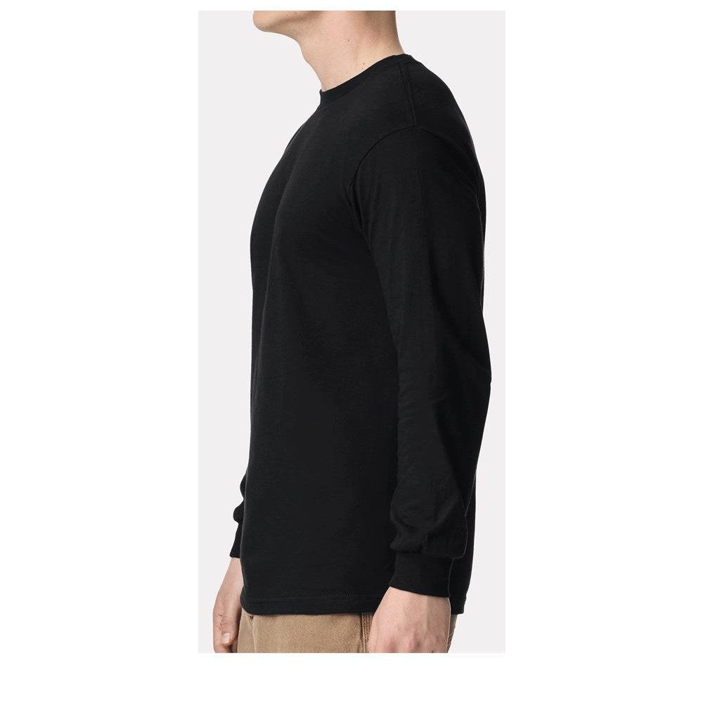 American Apparel Unisex Heavyweight Cotton Long Sleeve Tee - Black - On Model Side